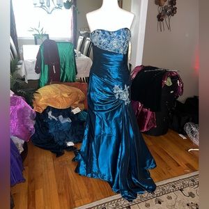 Peacock formal gown with train